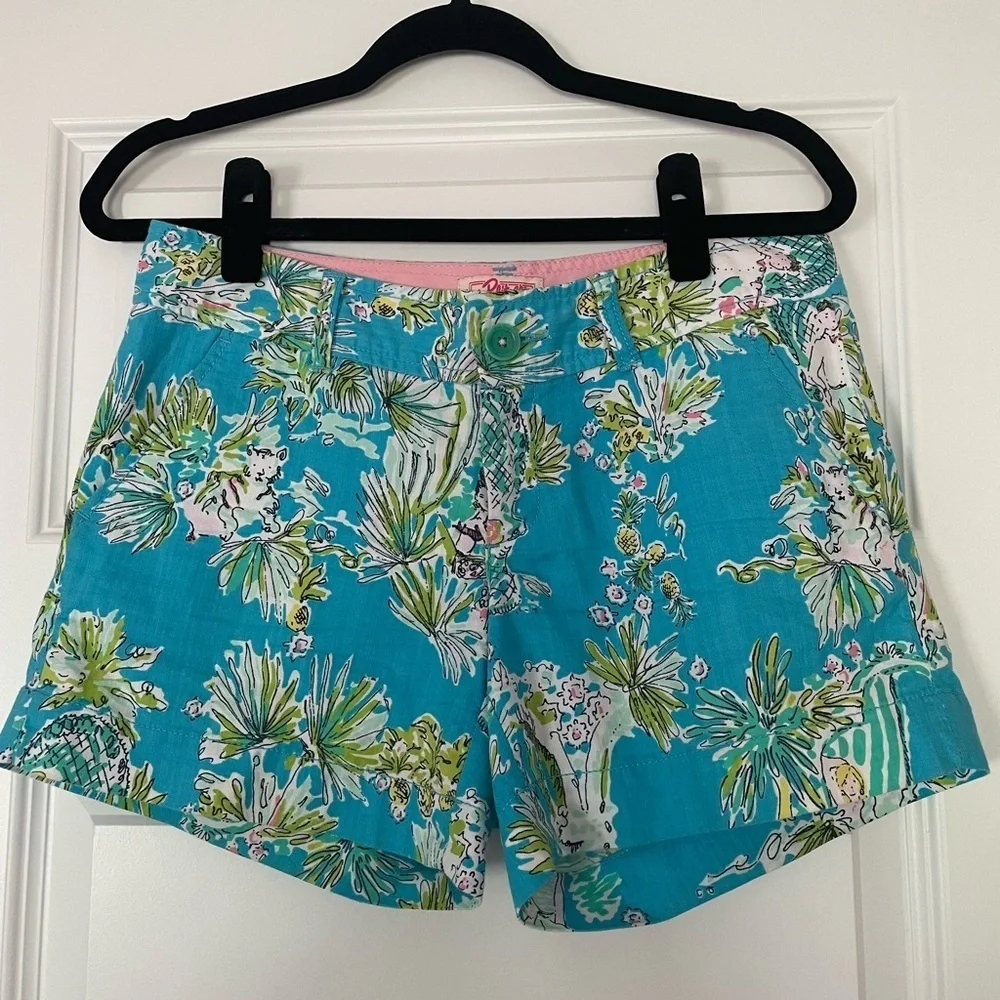 Lilly Pulitzer Vintage Originals Blue Jungle Chinos, Size 2